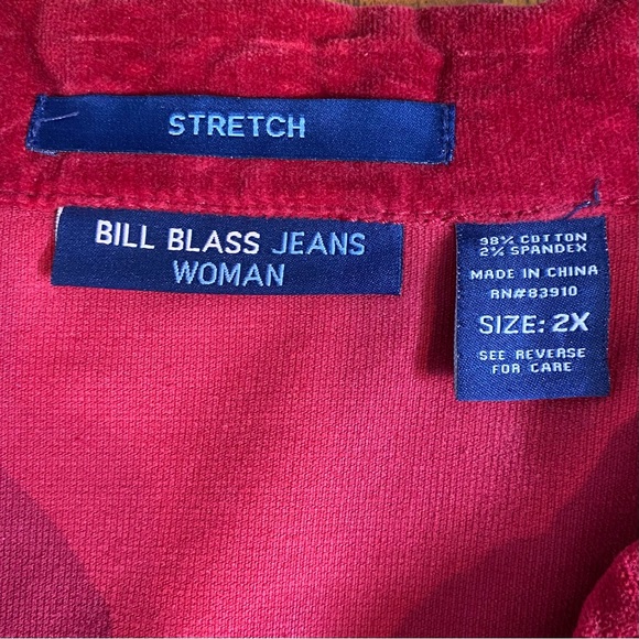 Bill Blass Women's Plus size 2X Red Rust Soft Velveteen Jacket - Picture 8 of 9